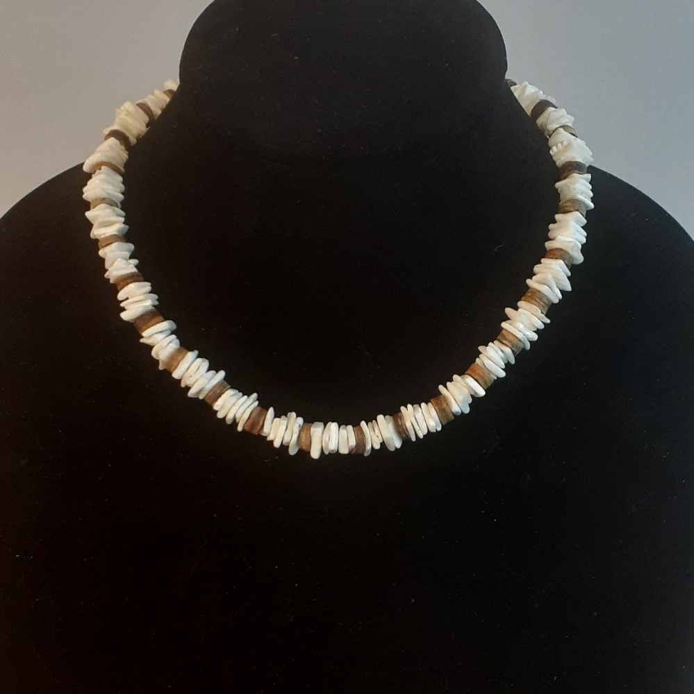 Brown & White Pucca Shell Necklace